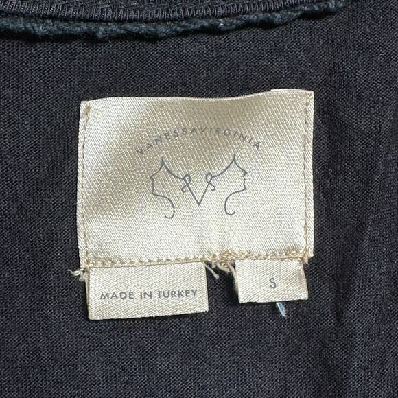 Vanessa Virginia Anthropologie Top Womens Small Black Bella Ruffled Scoop Neck - Picture 6 of 8